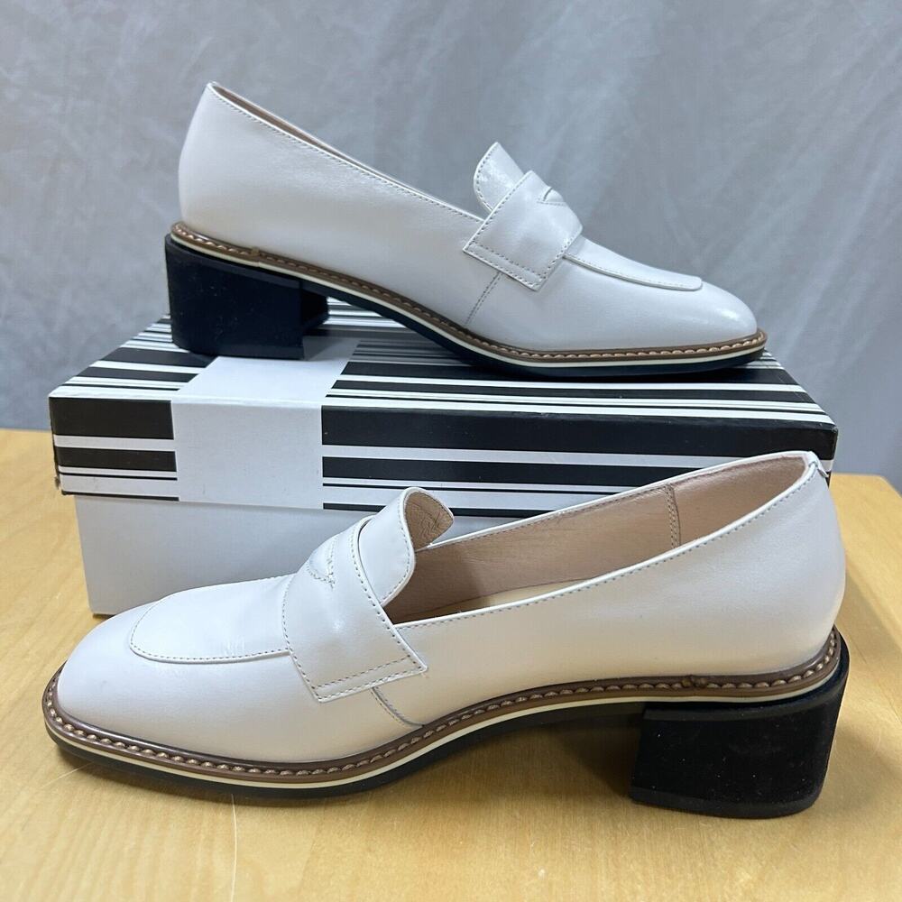 Women's Leather Loafers White Size 6
